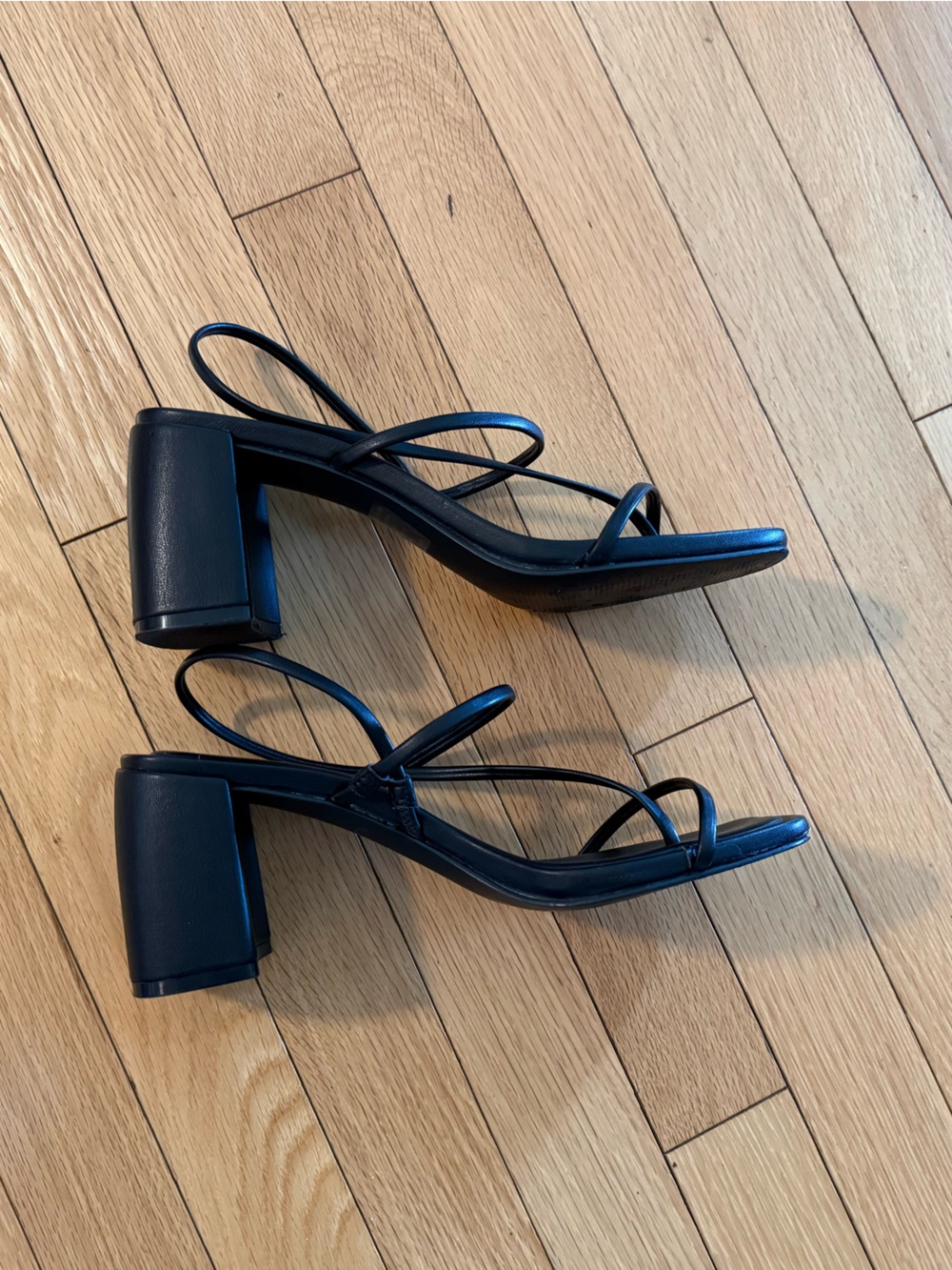 Strappy Black Block Heel Sandals - Picture 6 of 8